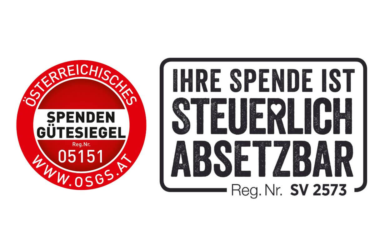 Dieses Bild zeigt das österreichische Spendengütesiegel und dass Ihre Spende steuerlich absetzbar ist