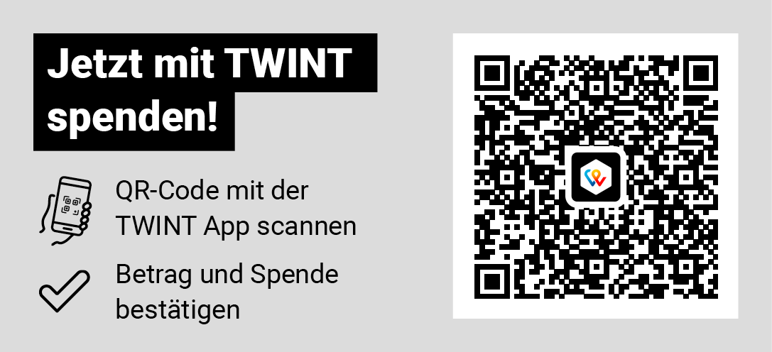 Jetzt mit TWINT spenden! QR-Code zum Scannen mit der TWINT App