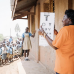 Eye Test with all pupils at a school in Uganda