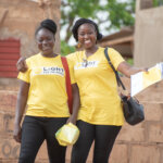 CBR worker Ella Sawadogo (left) and Light for the World Communication Officer Alexandra Karaga (right).