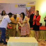 Image of a certified Disability Inclusion Facilitators receiving his certificate at the launch of from Ethiopia’s first Disability Inclusion Academy. Pictured are Ergogie Tesfaye, Minister of Women and Social Affairs for the Federal Democratic Republic of Ethiopia, Abayneh Gujo, Director of the Federation of Ethiopian Associations of Persons with Disabilities, Aynalem Tefera, Light for the World Ethiopia Country Director, and Dr. Simone Knapp, Austrian Ambassador to Ethiopia.